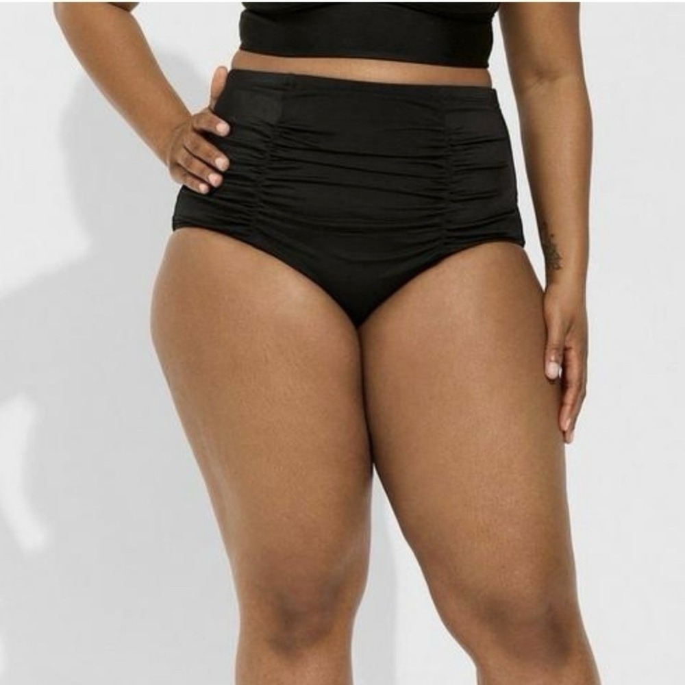 NWT Torrid Black High Rise Ruched Swim Brief Bottom Size‎ 3X - Picture 2 of 7